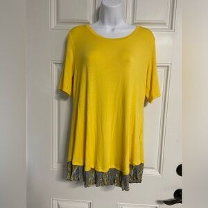 5- LOGO Mustard Scoop Neck Tunic Pullover T-Shirt